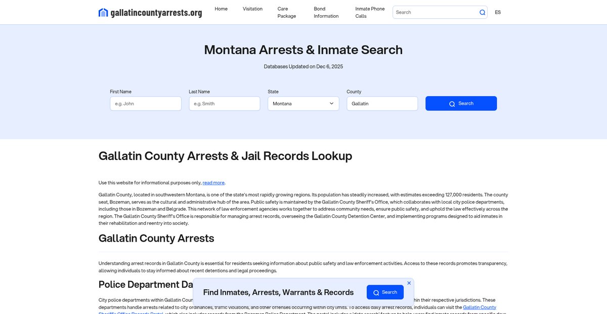 Preview of gallatincountyarrests.org