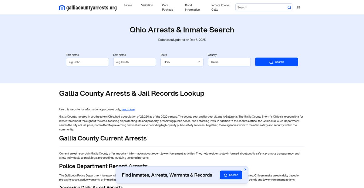 Preview of galliacountyarrests.org