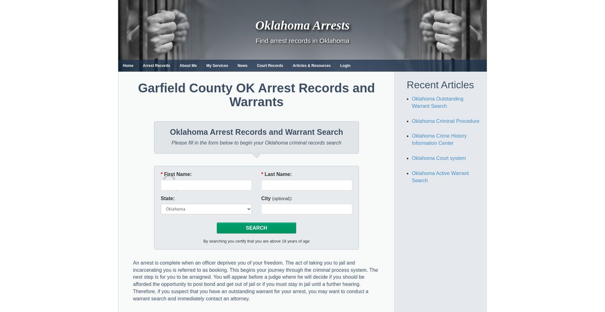 Preview of oklahomaarrests.org