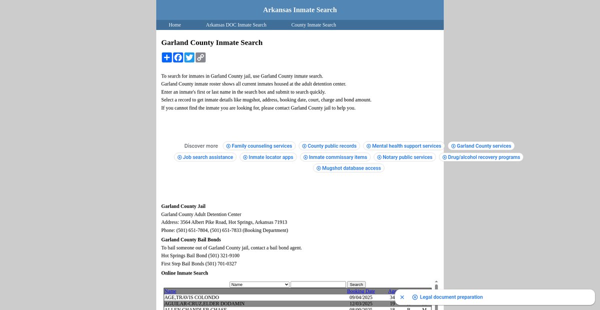 Preview of inmatesearcharkansas.org