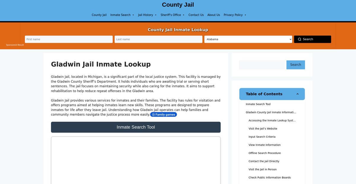 Preview of gladwin.countyjail.org
