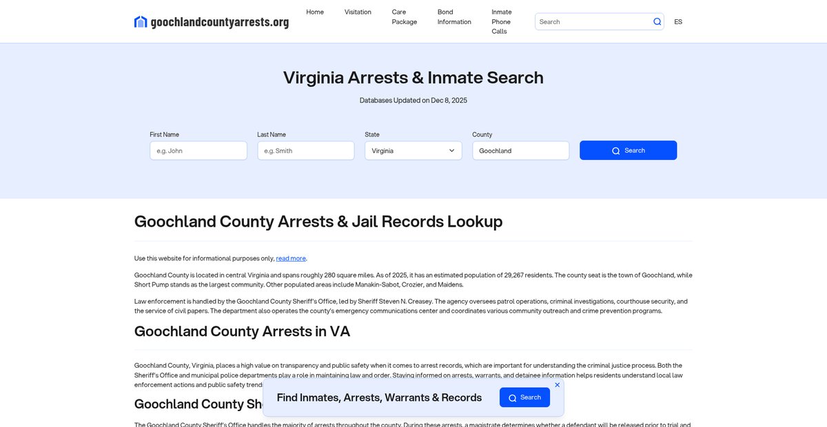 Preview of goochlandcountyarrests.org