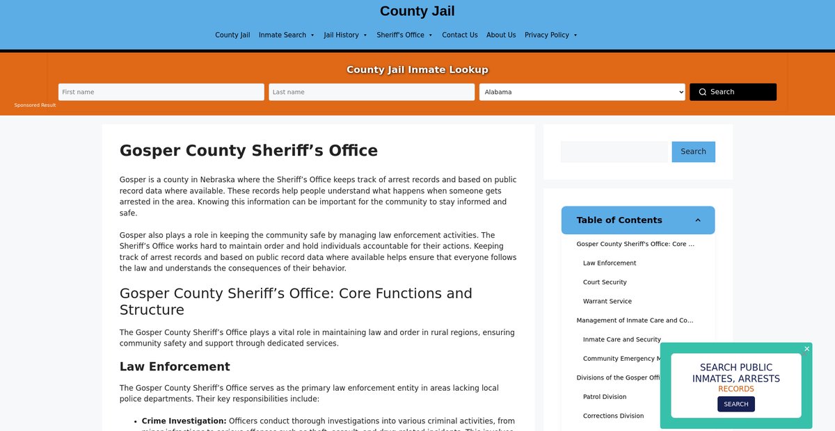 Preview of gosper-sheriff-arrest-warrants.countyjail.org