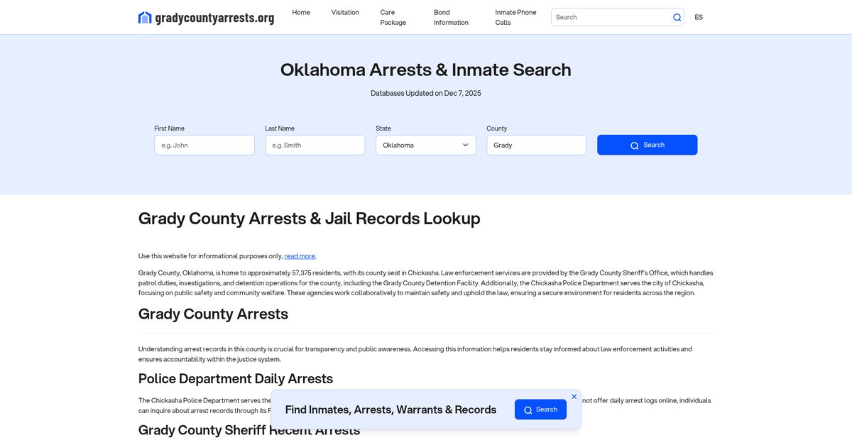 Preview of gradycountyarrests.org