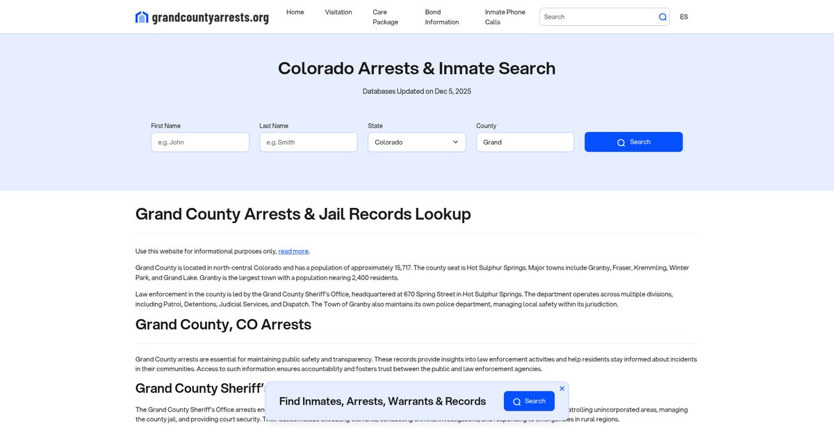 Preview of grandcountyarrests.org