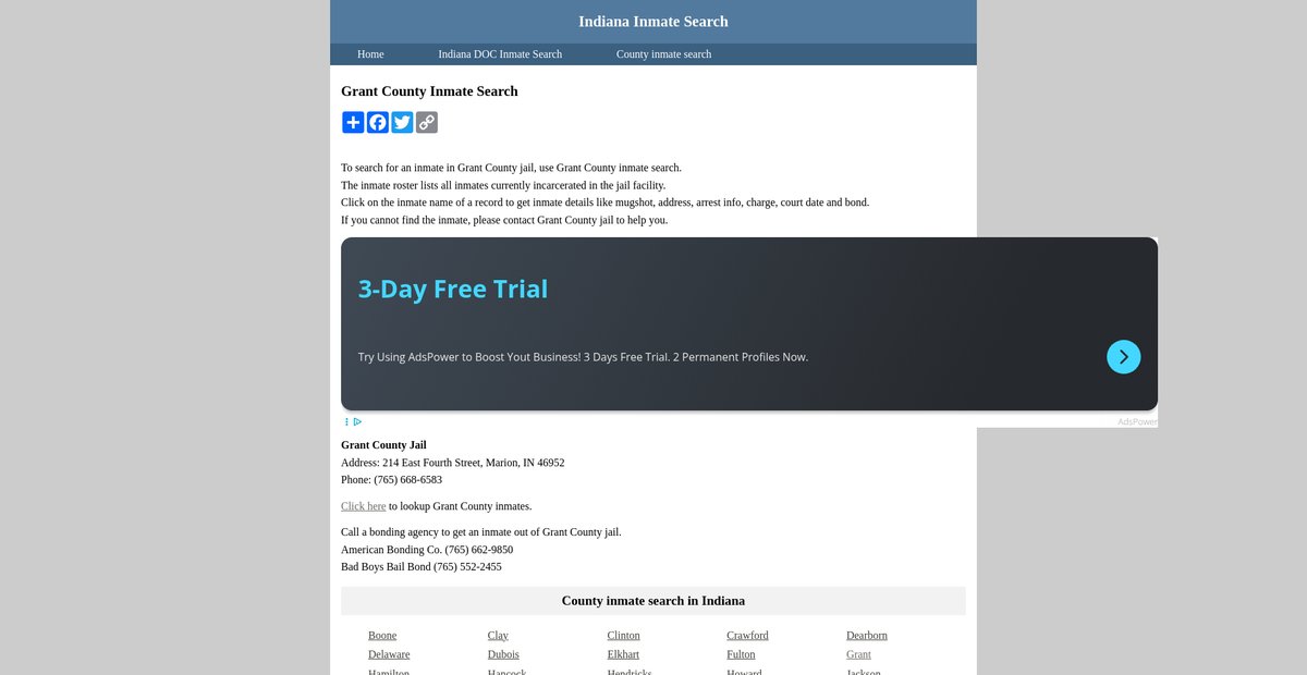 Preview of inmatesearchindiana.org