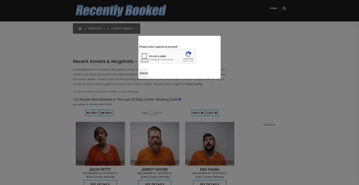 Preview of recentlybooked.com