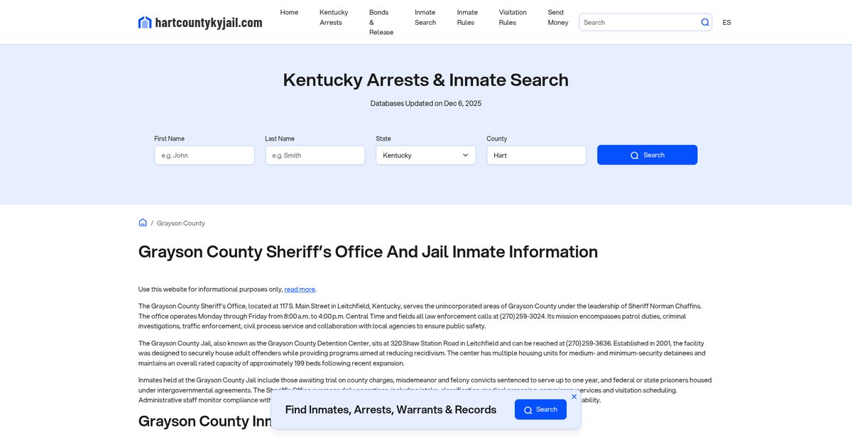 Preview of hartcountykyjail.com
