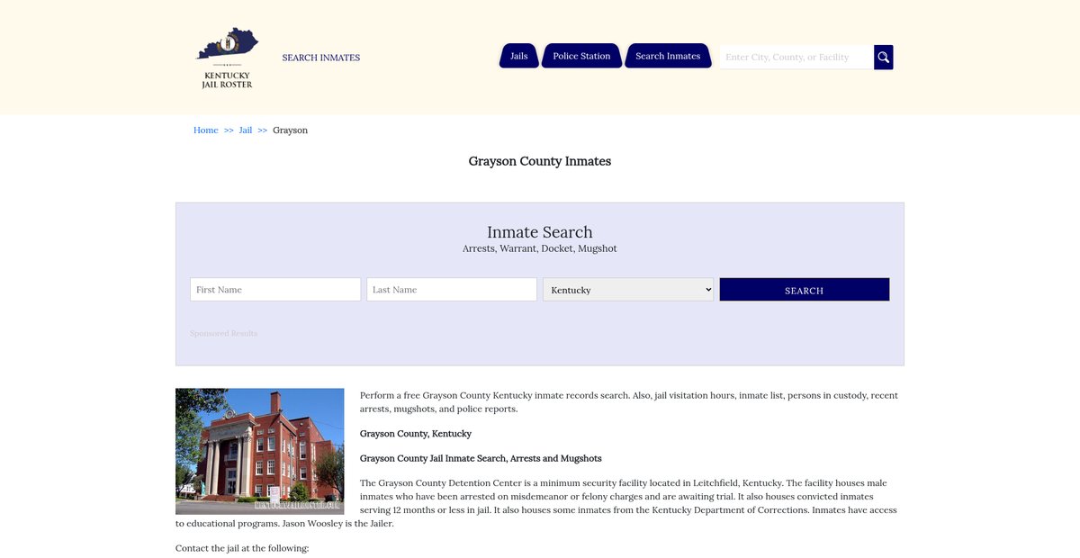 Preview of kentuckyjailroster.com