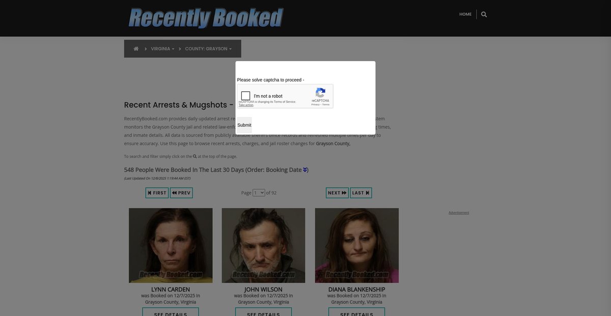 Preview of recentlybooked.com