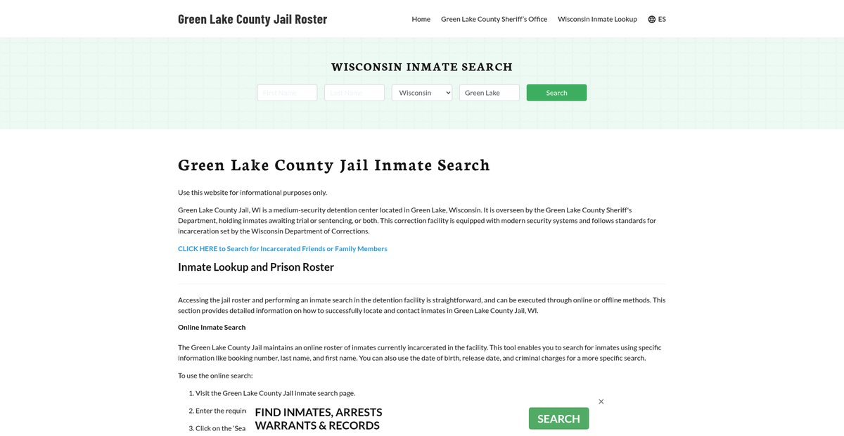Preview of greenlakecountyjail.org