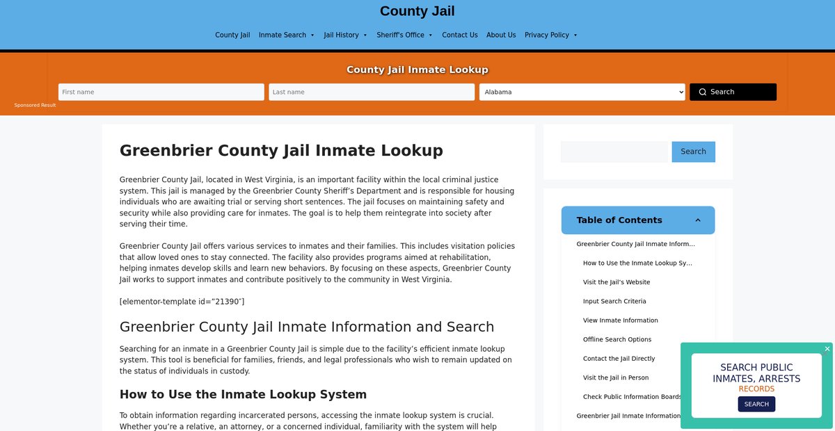 Preview of greenbrier.countyjail.org