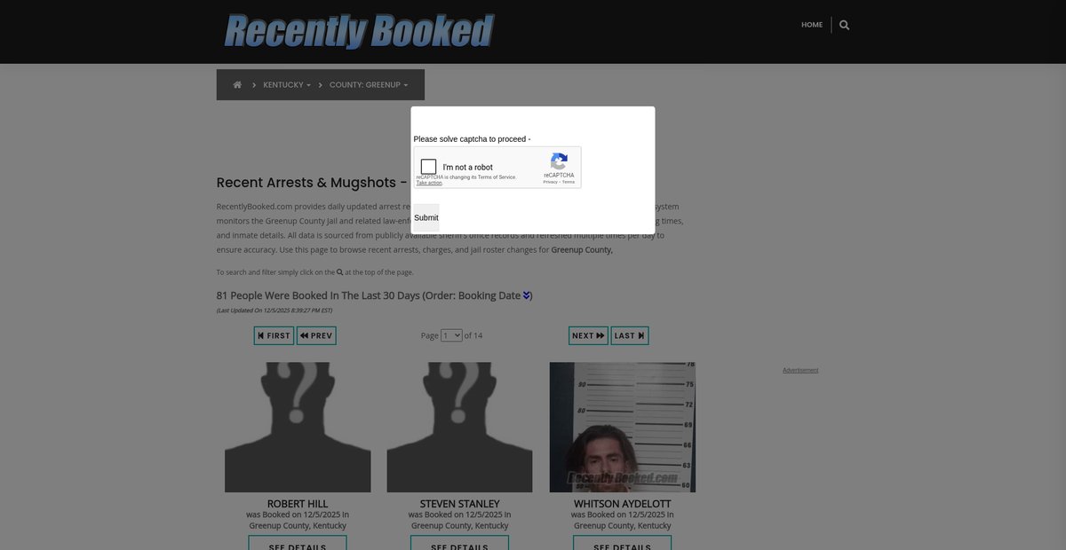 Preview of recentlybooked.com