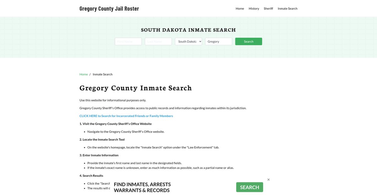 Preview of gregorycountyjail.org