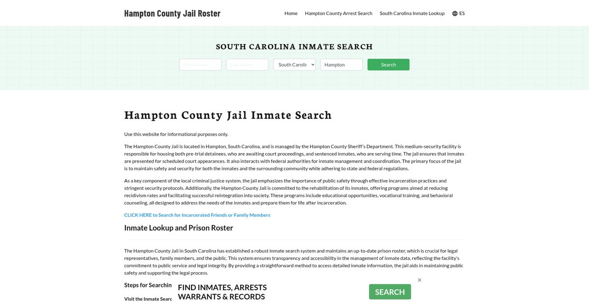 Preview of hamptoncountyjail.org