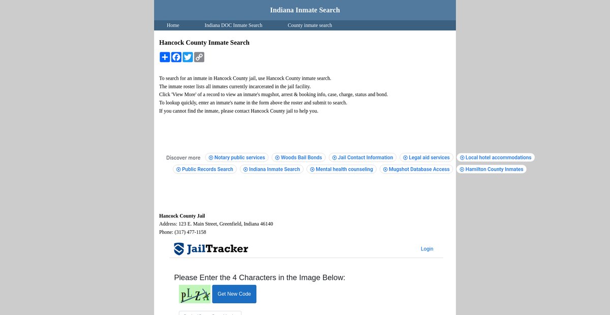 Preview of inmatesearchindiana.org