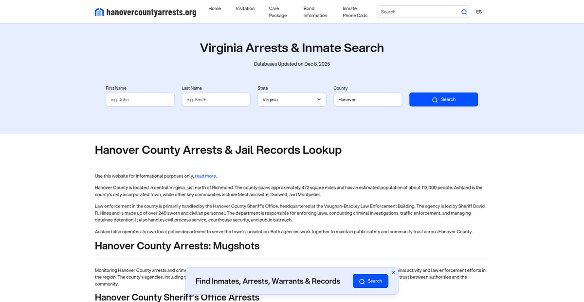 Preview of hanovercountyarrests.org