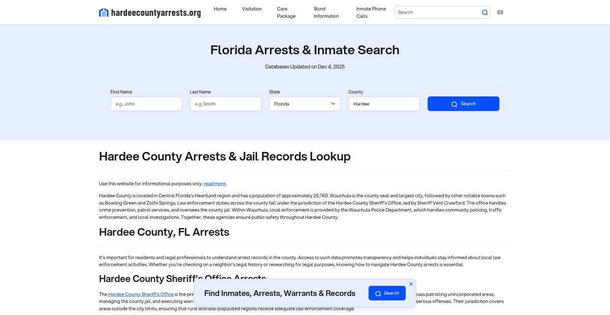Preview of hardeecountyarrests.org