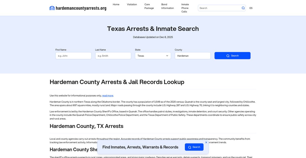 Preview of hardemancountyarrests.org
