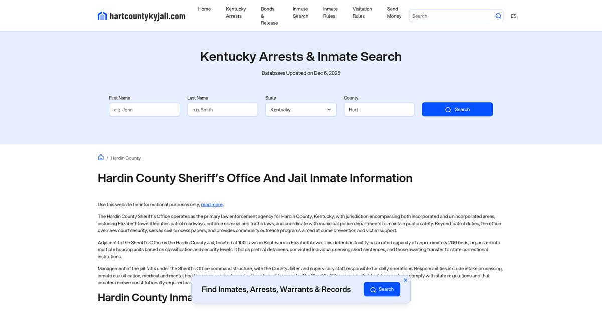 Preview of hartcountykyjail.com