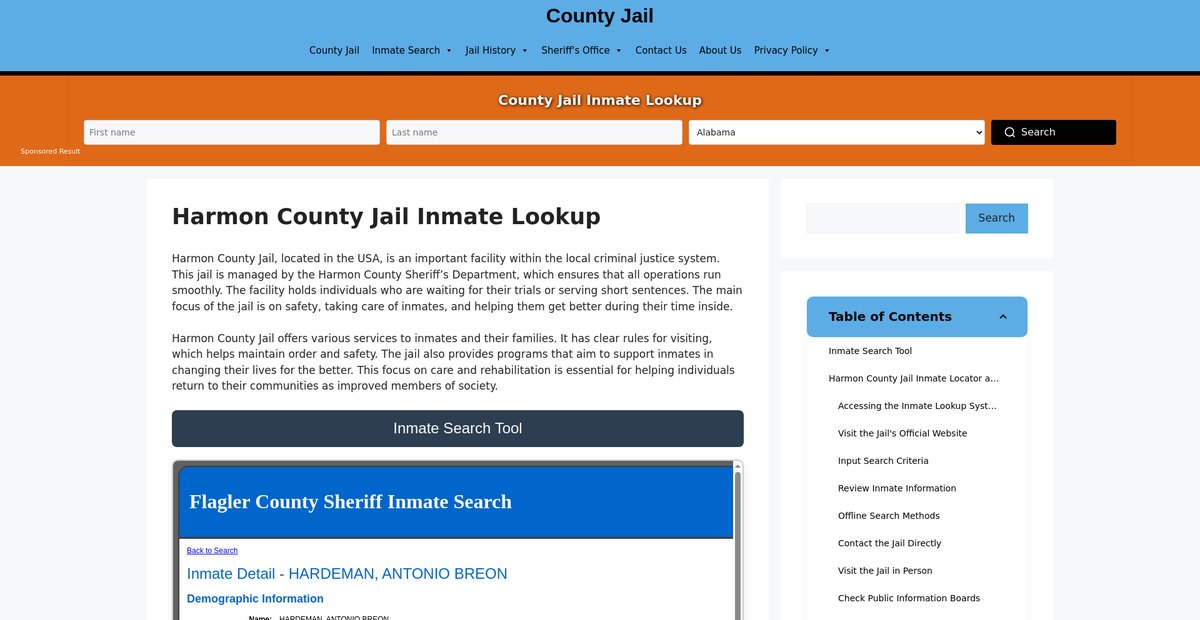 Preview of harmon.countyjail.org