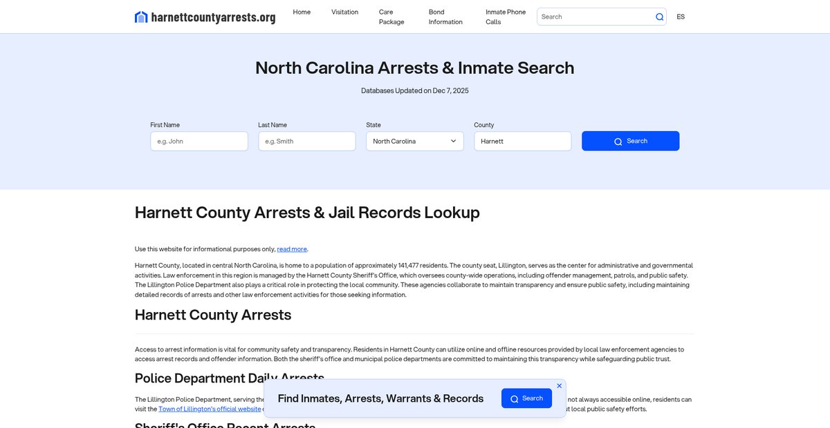 Preview of harnettcountyarrests.org