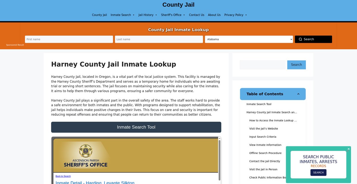 Preview of harney.countyjail.org