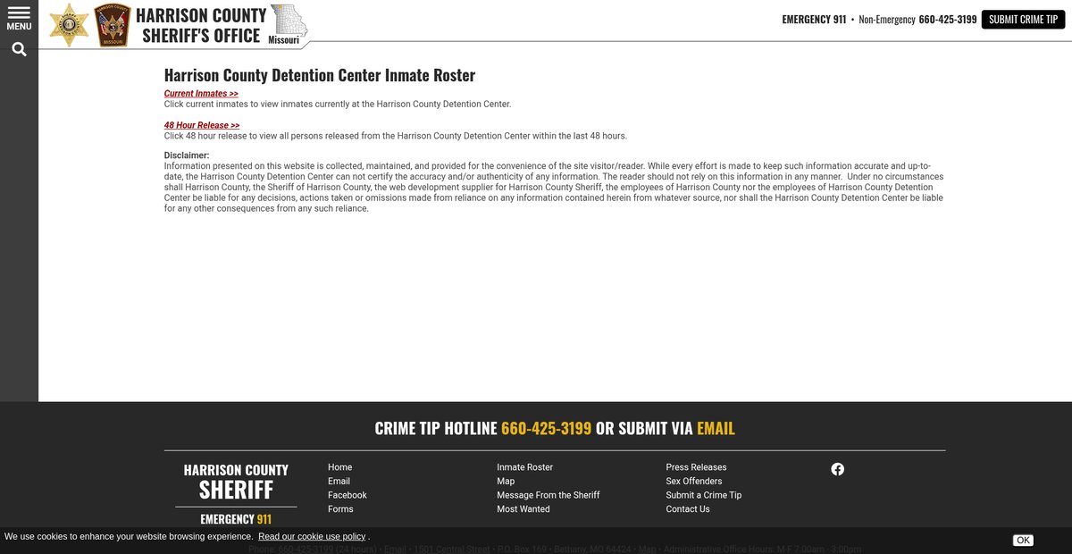 Preview of harrisoncountysheriffmo.org