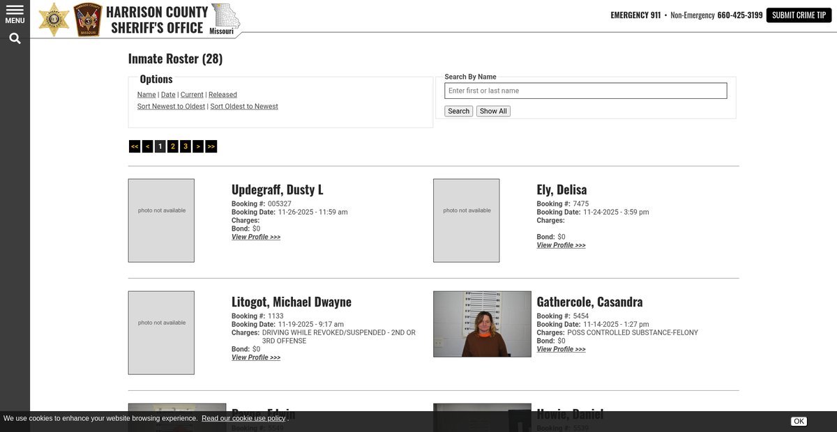 Preview of harrisoncountysheriffmo.org