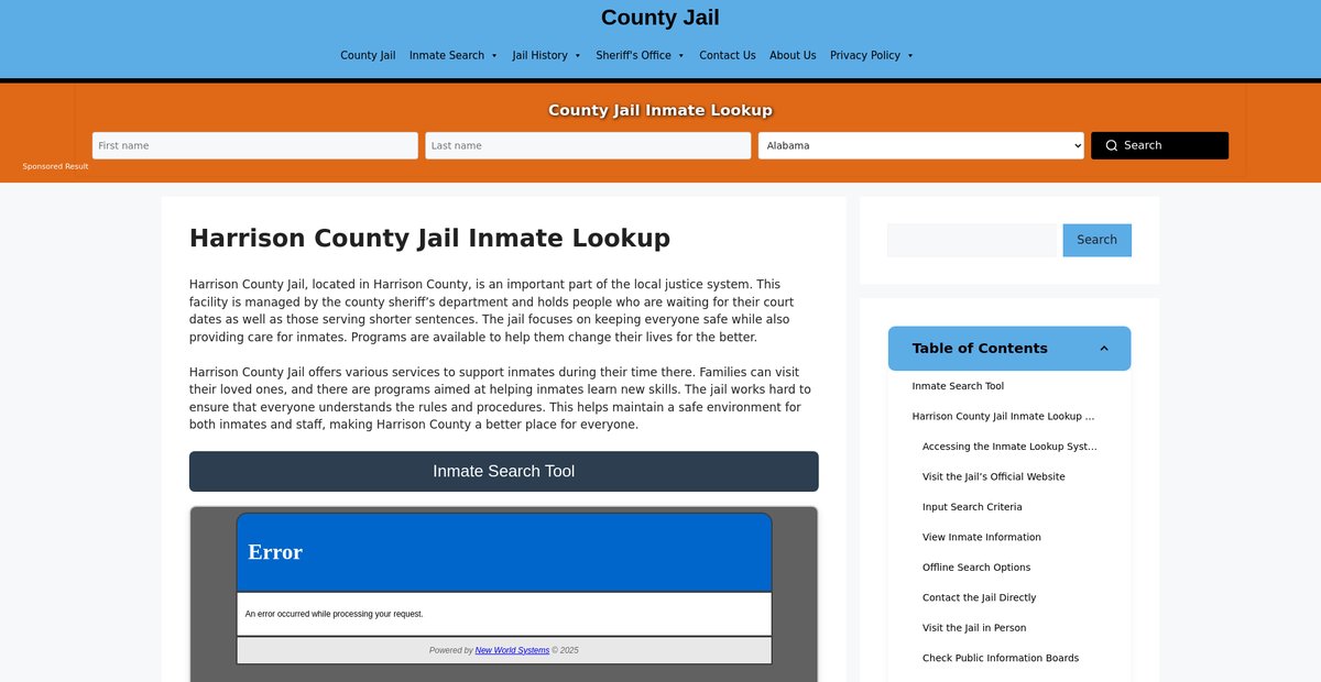Preview of harrison.countyjail.org