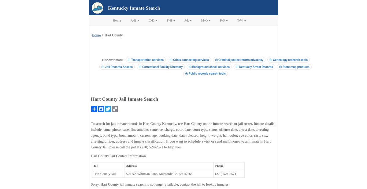 Preview of inmatesearchky.org