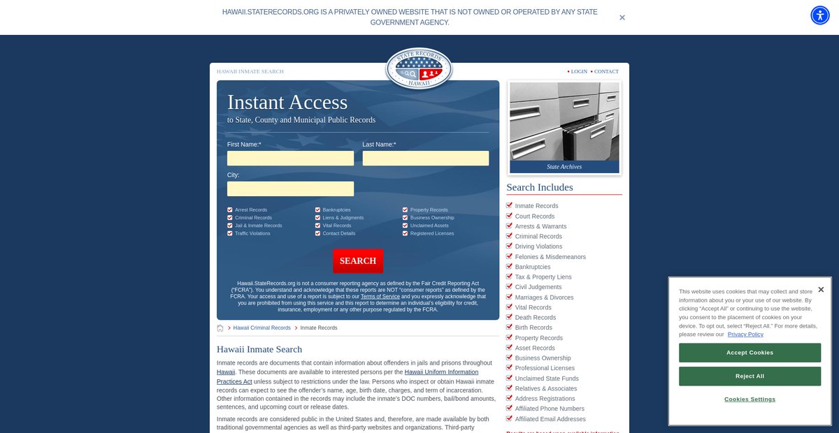 Preview of hawaii.staterecords.org