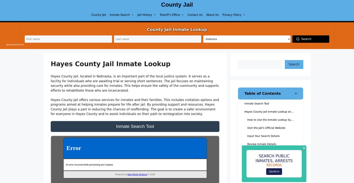 Preview of hayes.countyjail.org