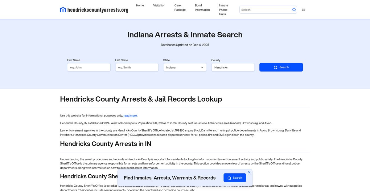 Preview of hendrickscountyarrests.org
