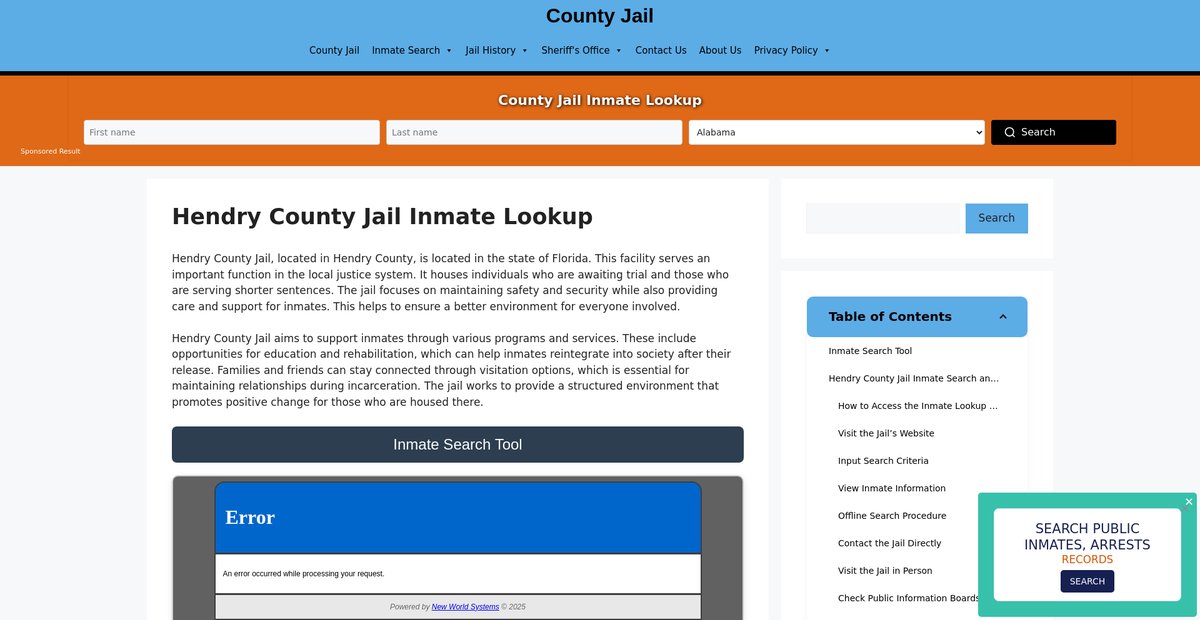 Preview of hendry.countyjail.org