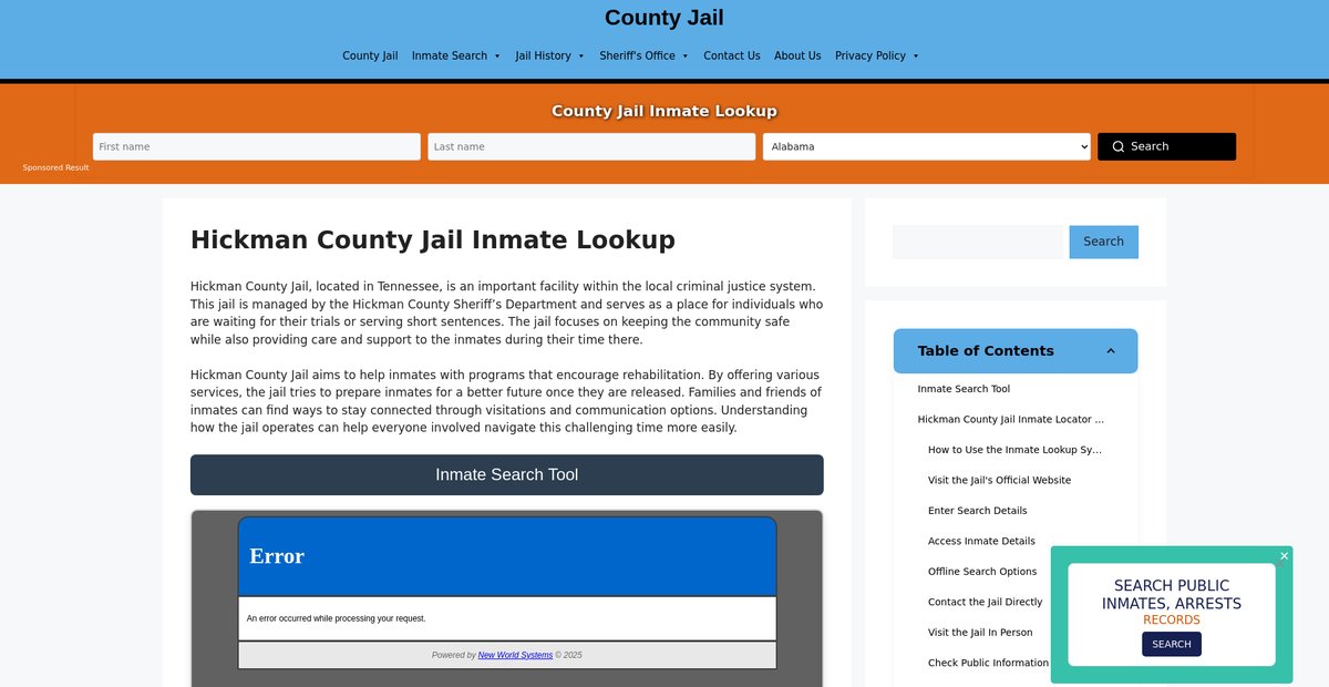 Preview of hickman.countyjail.org