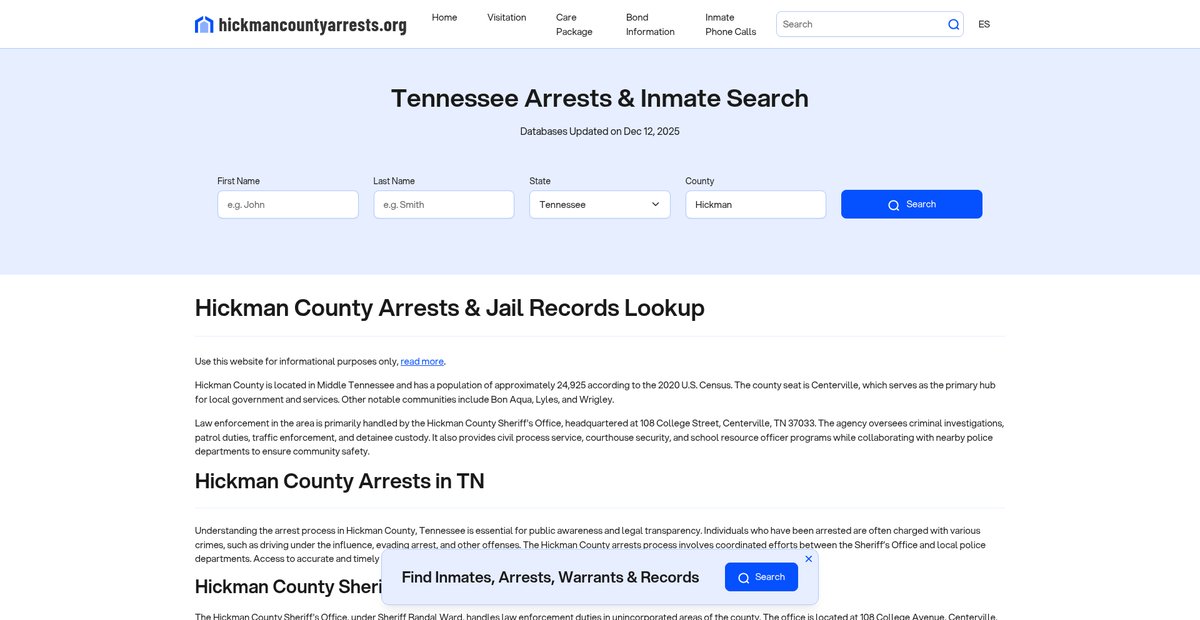Preview of hickmancountyarrests.org