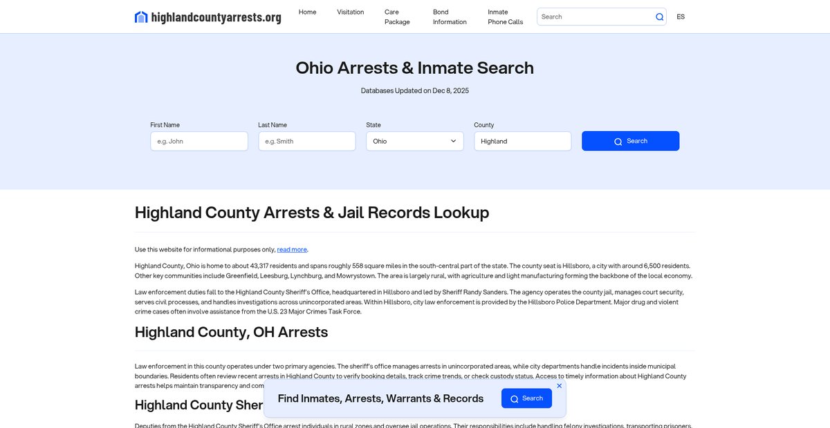 Preview of highlandcountyarrests.org