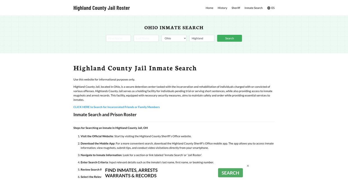 Preview of highlandcountyjailroster.org