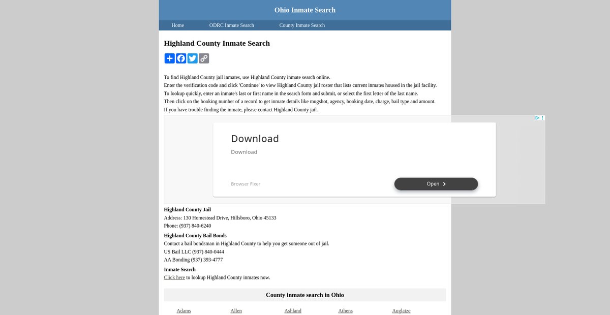 Preview of inmatesearchohio.org