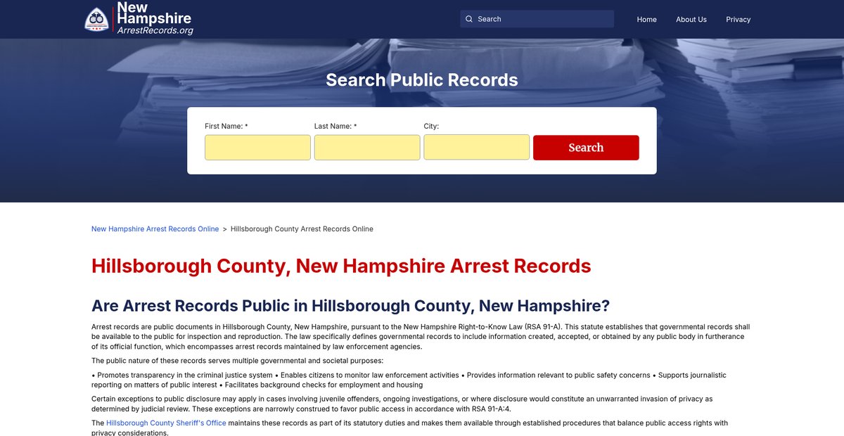 Preview of newhampshirearrestrecords.org