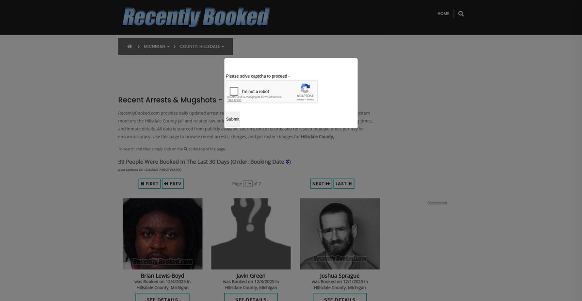 Preview of recentlybooked.com
