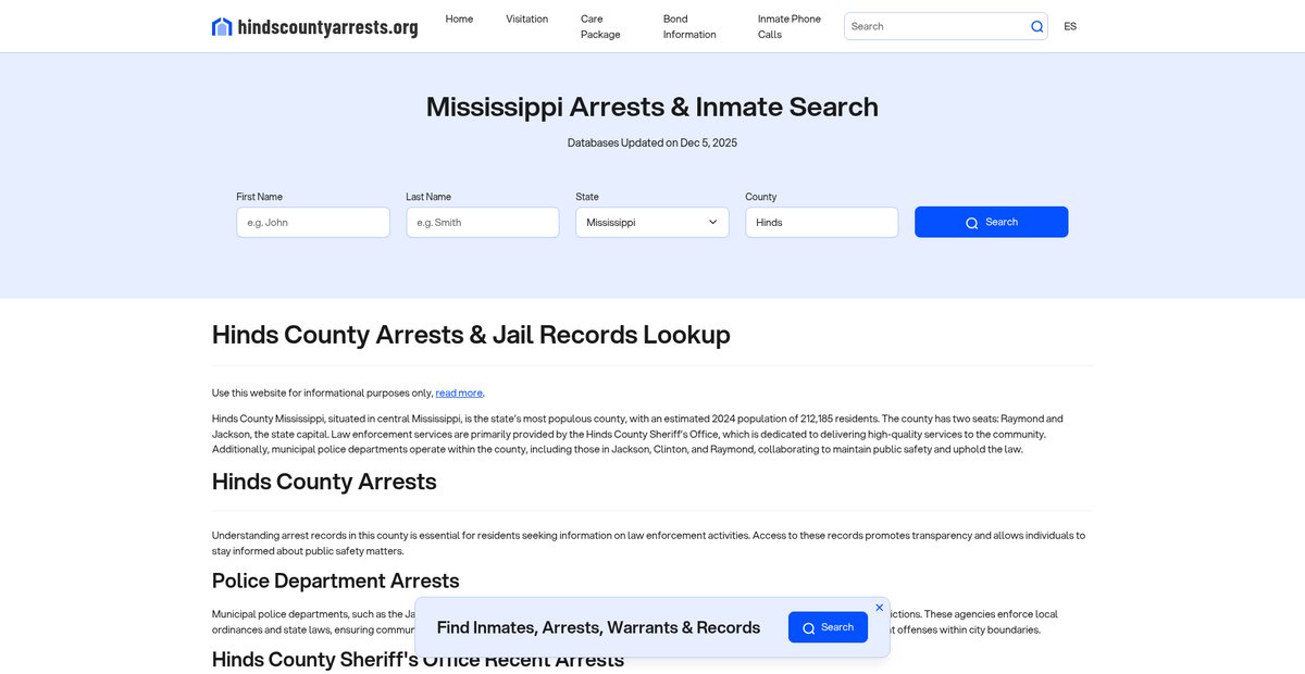 Preview of hindscountyarrests.org