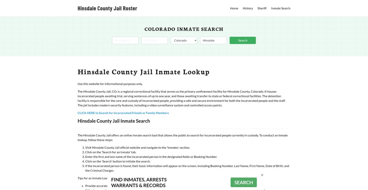 Preview of hinsdalecountyjail.org