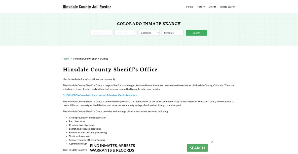 Preview of hinsdalecountyjail.org