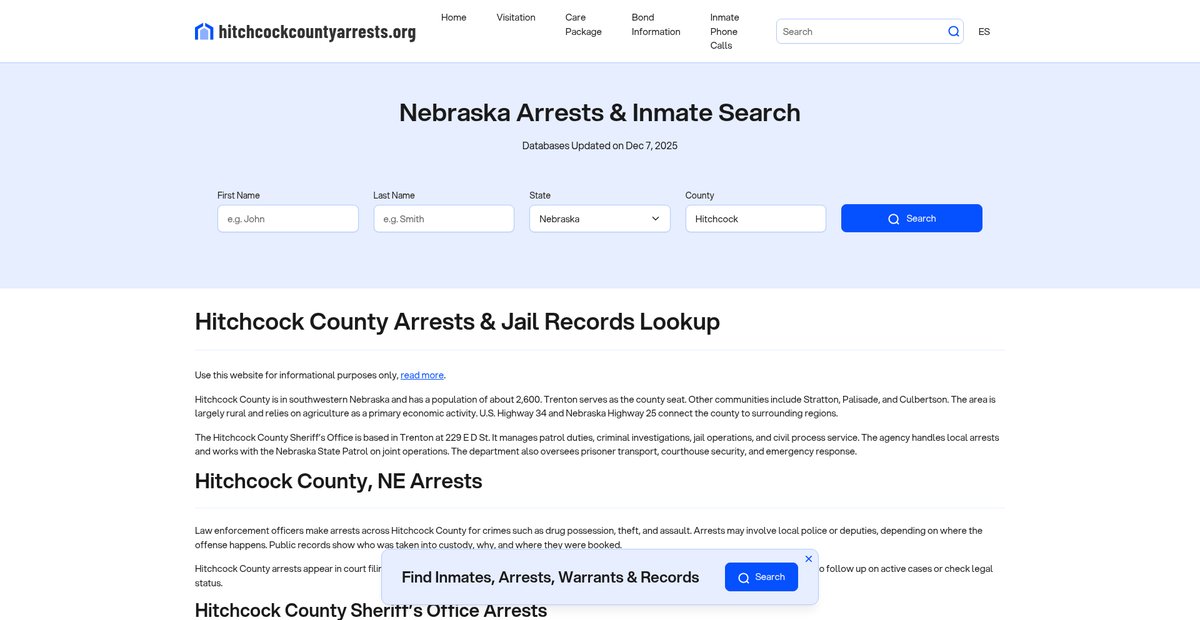 Preview of hitchcockcountyarrests.org