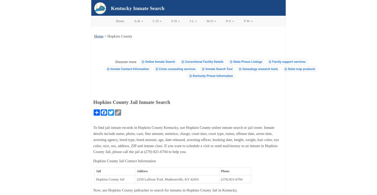 Preview of inmatesearchky.org