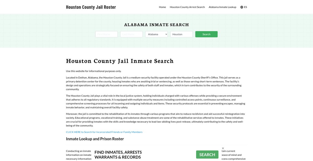 Preview of houstoncountyjailal.org