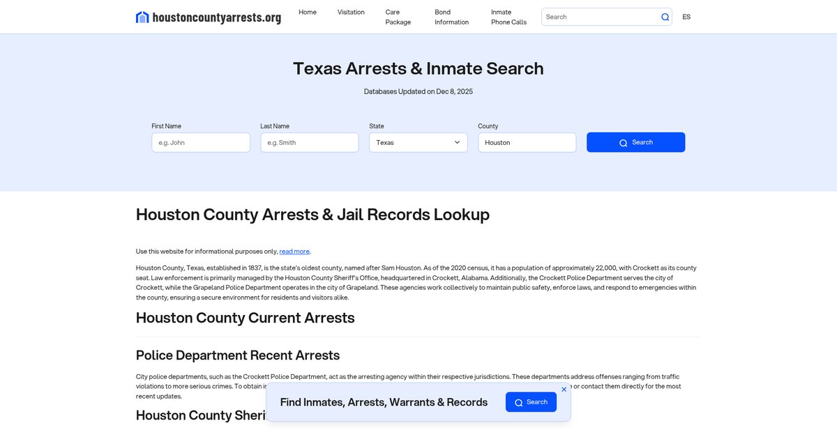 Preview of houstoncountyarrests.org
