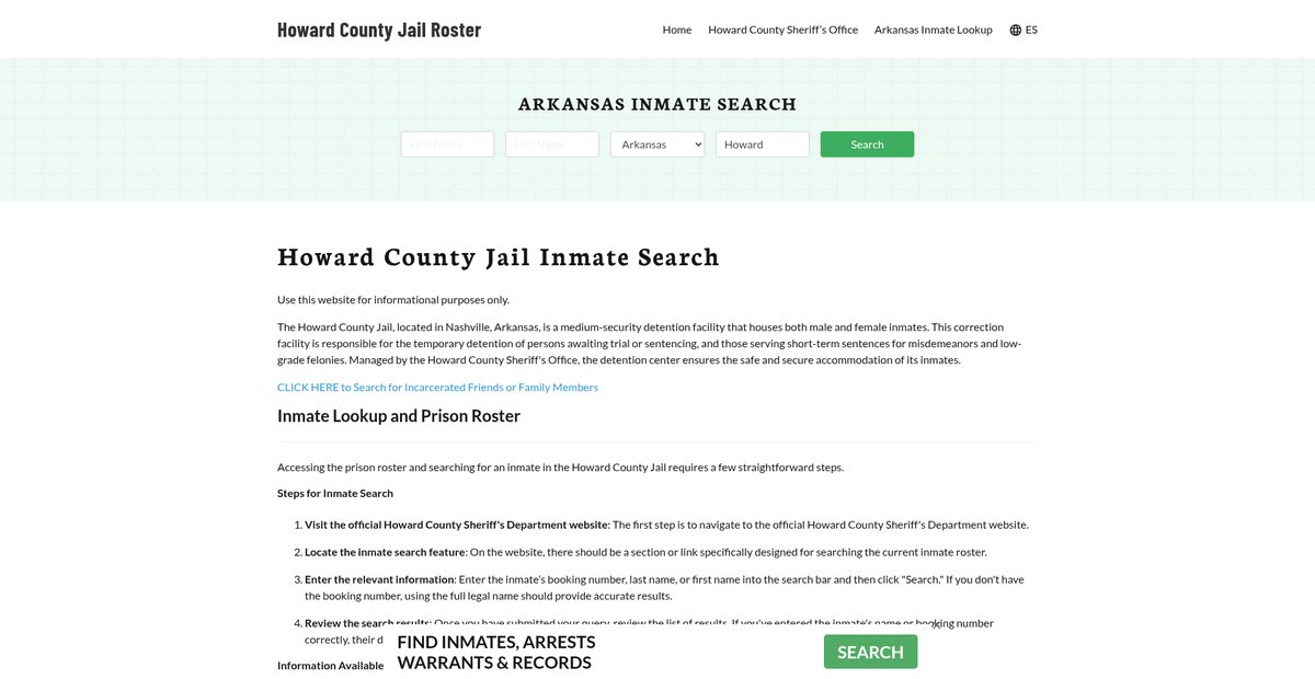 Preview of howardcountyjailroster.org